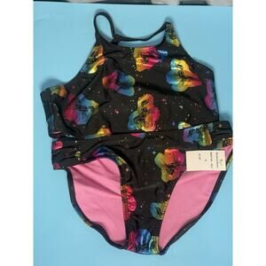 Breaking Waves Bathing Suit Girls 16 2 Piece Bikini Swimsuit metalic New